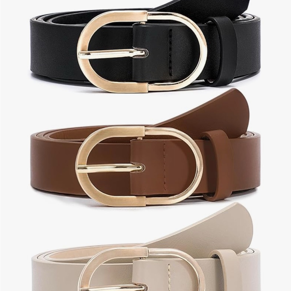 Elegant Black, Brown, and Cream Belt Set